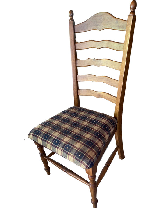 High Ladderback Chairs with Plaid Upholstery Seating (Set of 2)