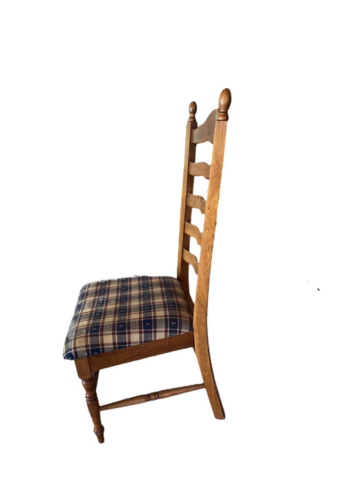 High Ladderback Chairs with Plaid Upholstery Seating (Set of 2)