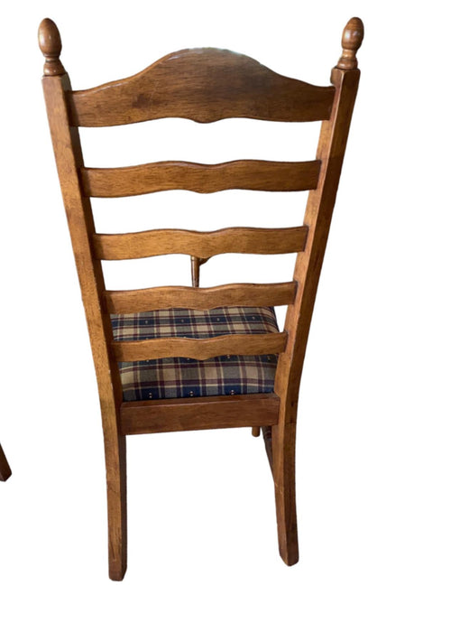 High Ladderback Chairs with Plaid Upholstery Seating (Set of 2)