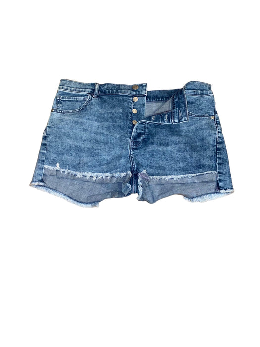 Express Women's High Rise Denim Midi Shorts Blue (Plus Size: 12)