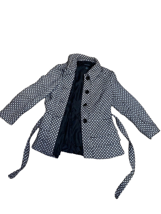 Cynthia Rowley Women's Jacket Black/White Pattern Tiered Hem w/ Belt (Size: L)