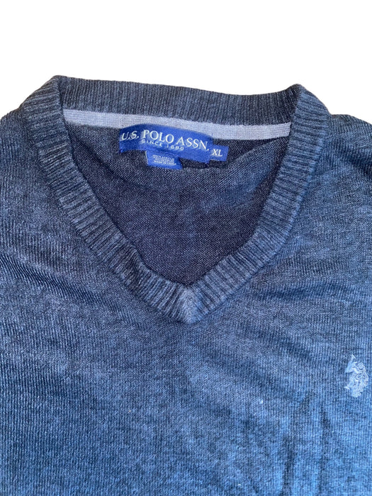 U.S. Polo ASSN. Men's V- Neck Sweater Gray (Size: X-Large)