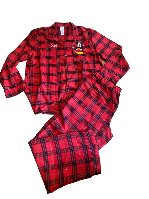 Disney Store Men's Pajama Plaid Long Sleeve Shirt & Pants Set Red (Size: L) NWOT