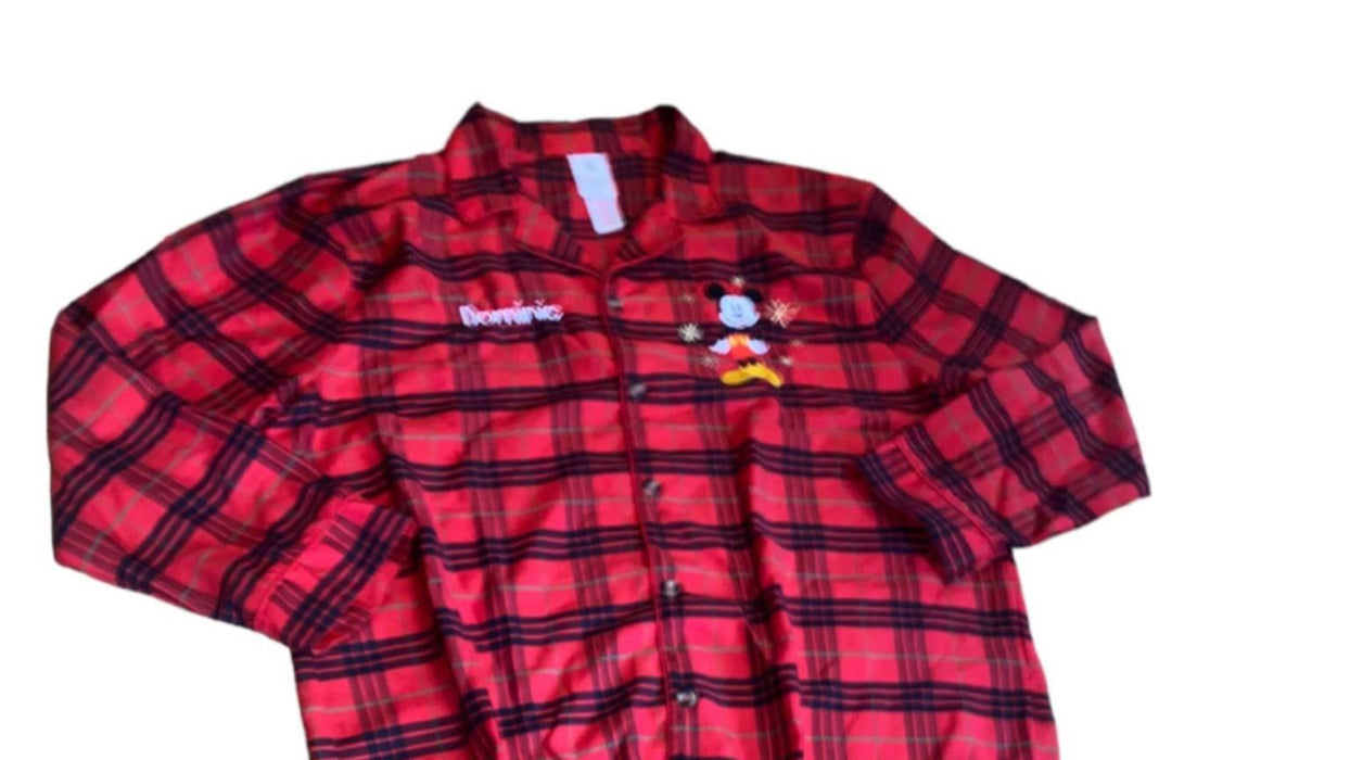 Disney Store Men Pajama Plaid Long Sleeve Shirt & Pants Set Red (Size: L) NWOT