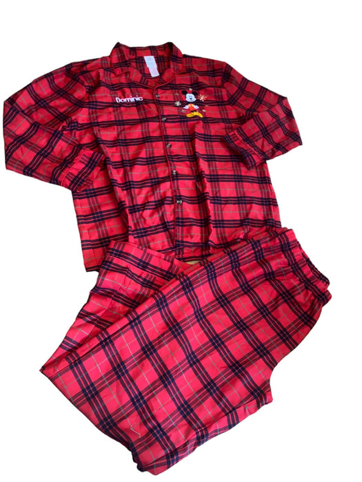 Disney Store Men Pajama Plaid Long Sleeve Shirt & Pants Set Red (Size: L) NWOT