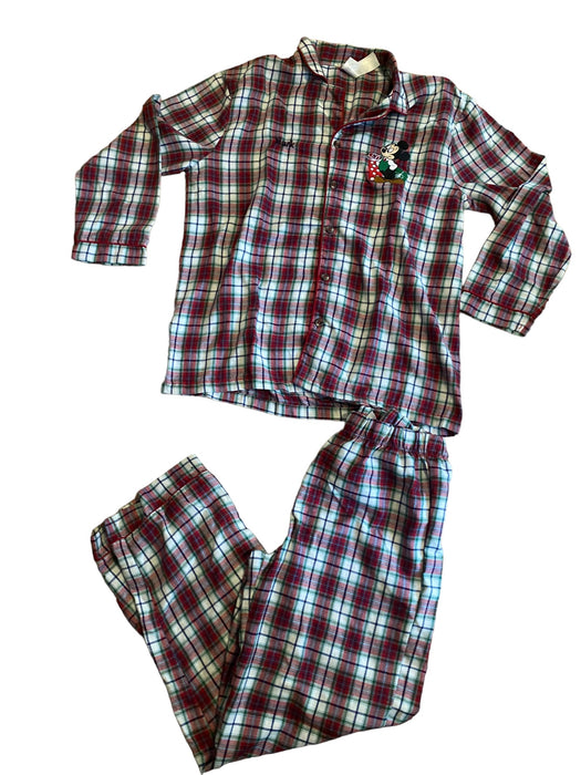 Disney Store Men's Pajama Plaid Long Sleeve Shirt & Pants Set Gray (Size: M)