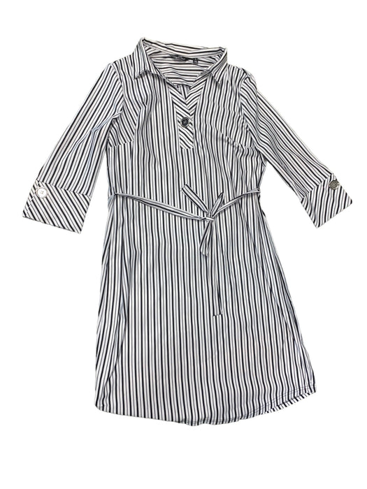 Mile Gabrielle Women's Striped Button Down Shirt Dress Black/White (Size: XL)