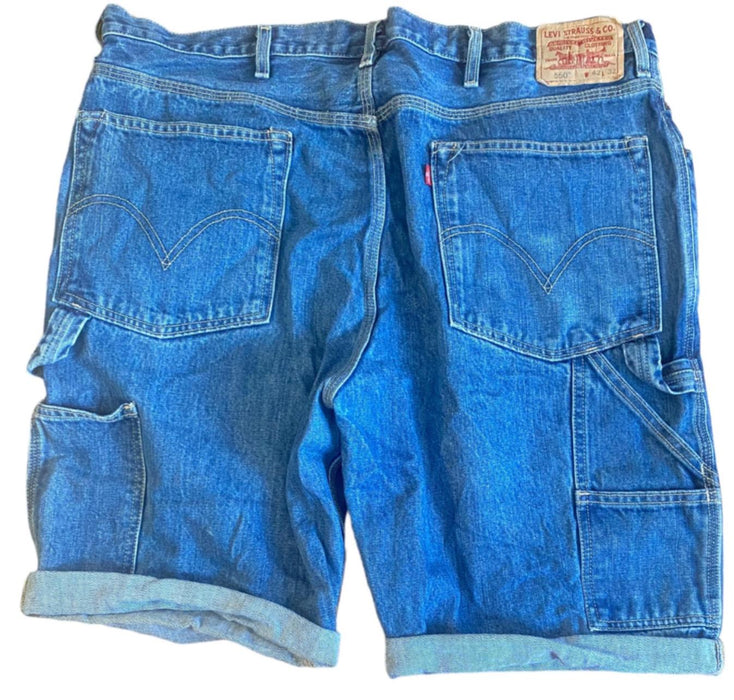 Levi's 550 Men's Relaxed Fit Denim Carpenter Shorts Blue (Big & Tall: 42 x 11)