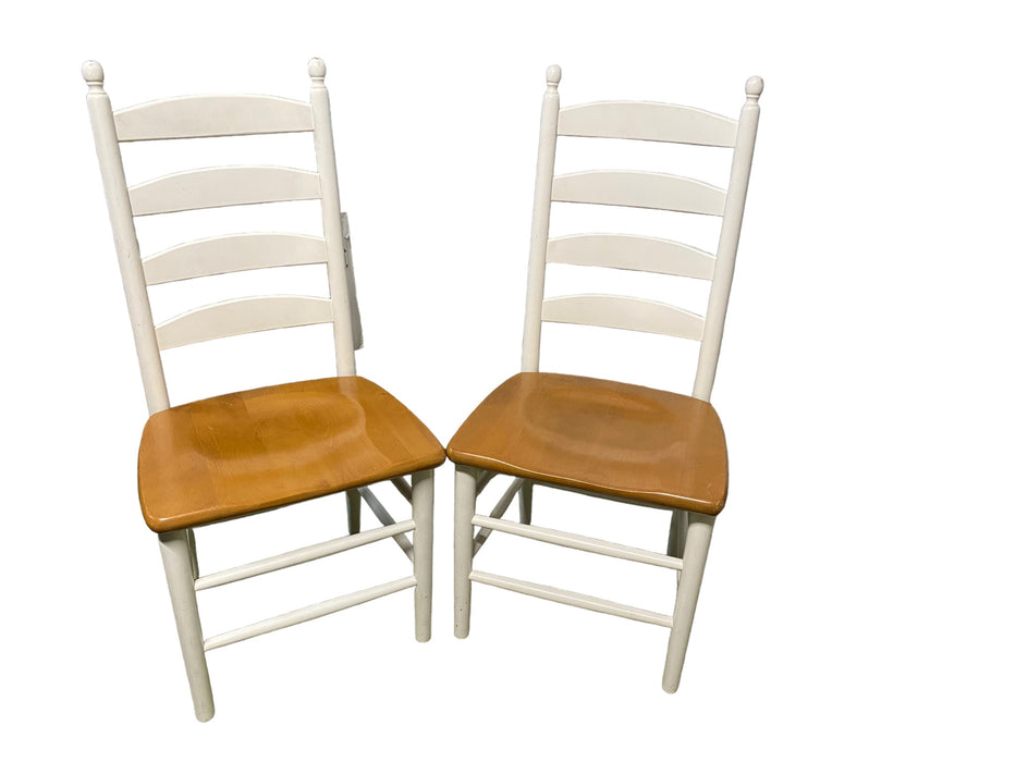 LadderBack Modern Wooden Dining Chairs White with Wood Seat (Set of 2)