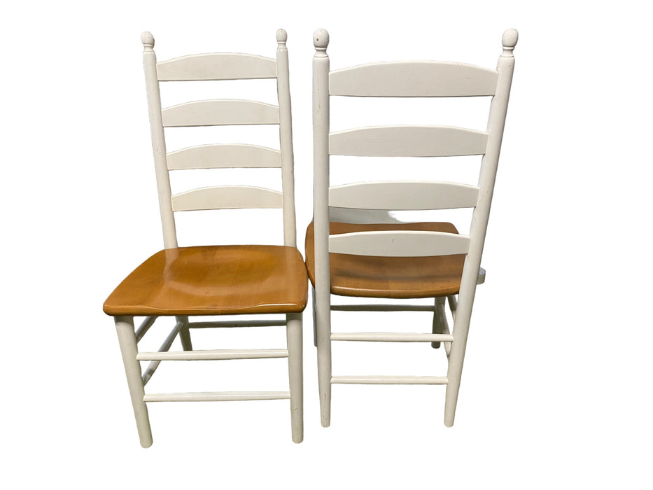 LadderBack Modern Wooden Dining Chairs White with Wood Seat (Set of 2)