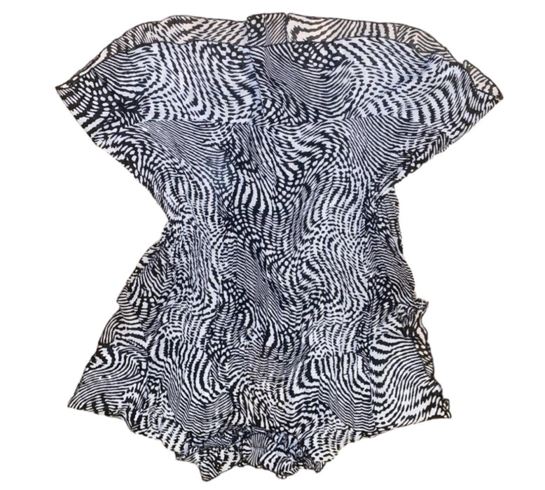 East 5th Women's Animal Print Ruffle Button Up Top Black/White (Size: XL)