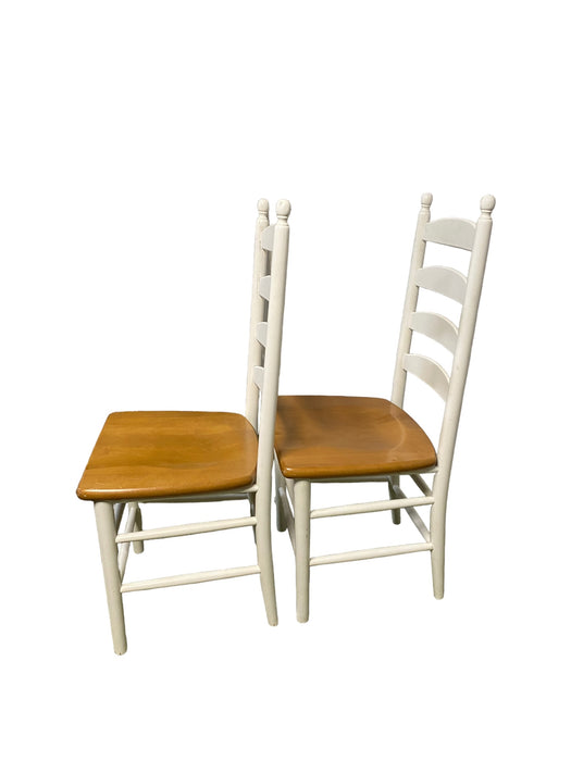 LadderBack Modern Wooden Dining Chairs White with Wood Seat (Set of 2)