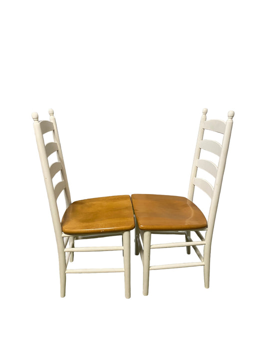 LadderBack Modern Wooden Dining Chairs White with Wood Seat (Set of 2)