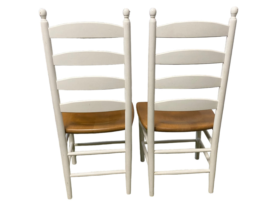 LadderBack Modern Wooden Dining Chairs White with Wood Seat (Set of 2)