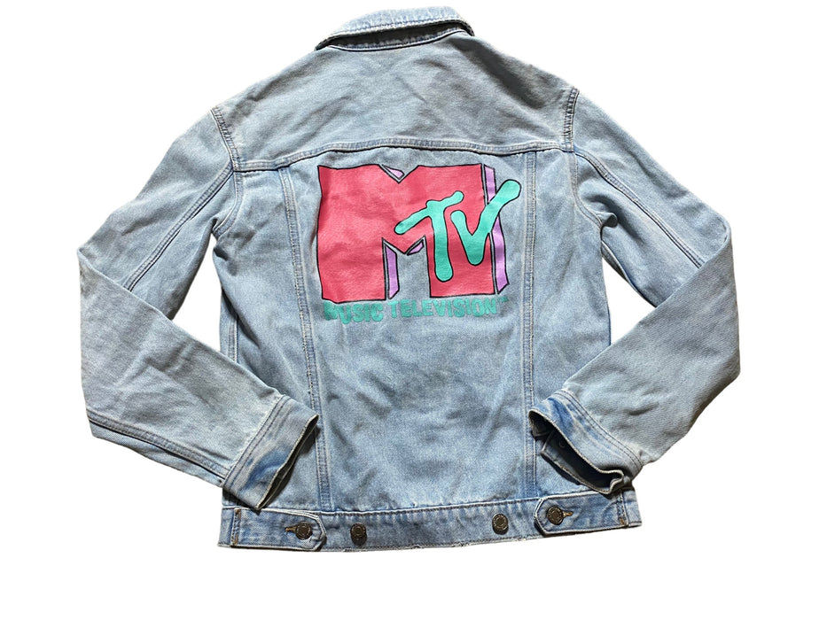 H&M Divided Women's MTV Blue Denim Distress Jacket (Size: XS)