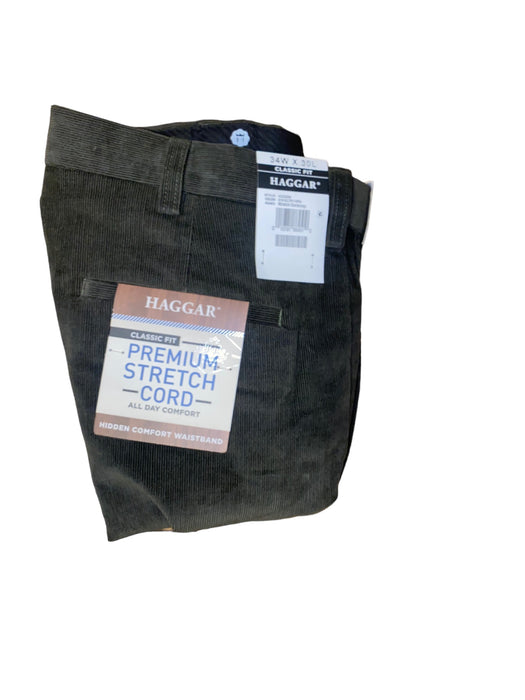 Haggar Men's Premium Stretch Corduroy Classic Fit Pants Green (Size: 34X30) NWT