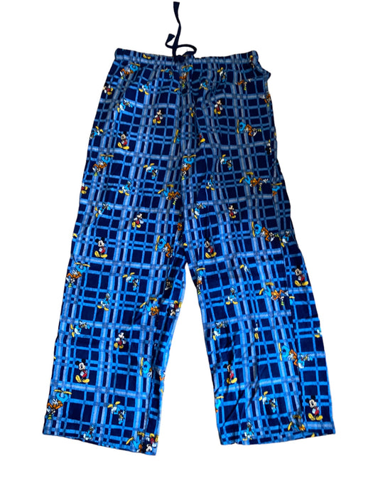 Disney Mickey Mouse Men's Draw String Fleece Plaid Lounge Pants Blue  (Size: L)