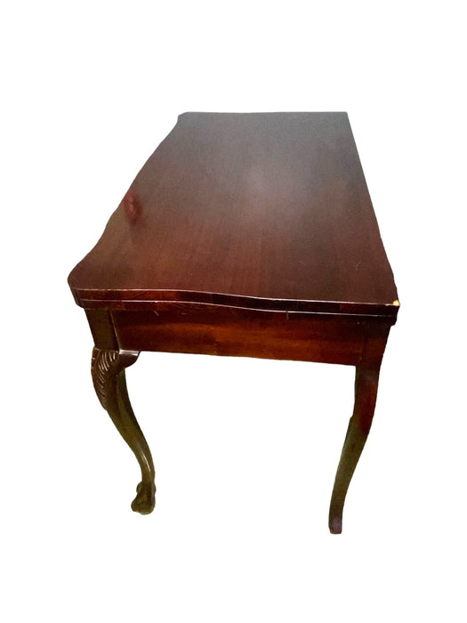 Big Grand Rapids Furn. Vintage Mahogany Wall Fold-Over Tea Table w/ Claw Feet