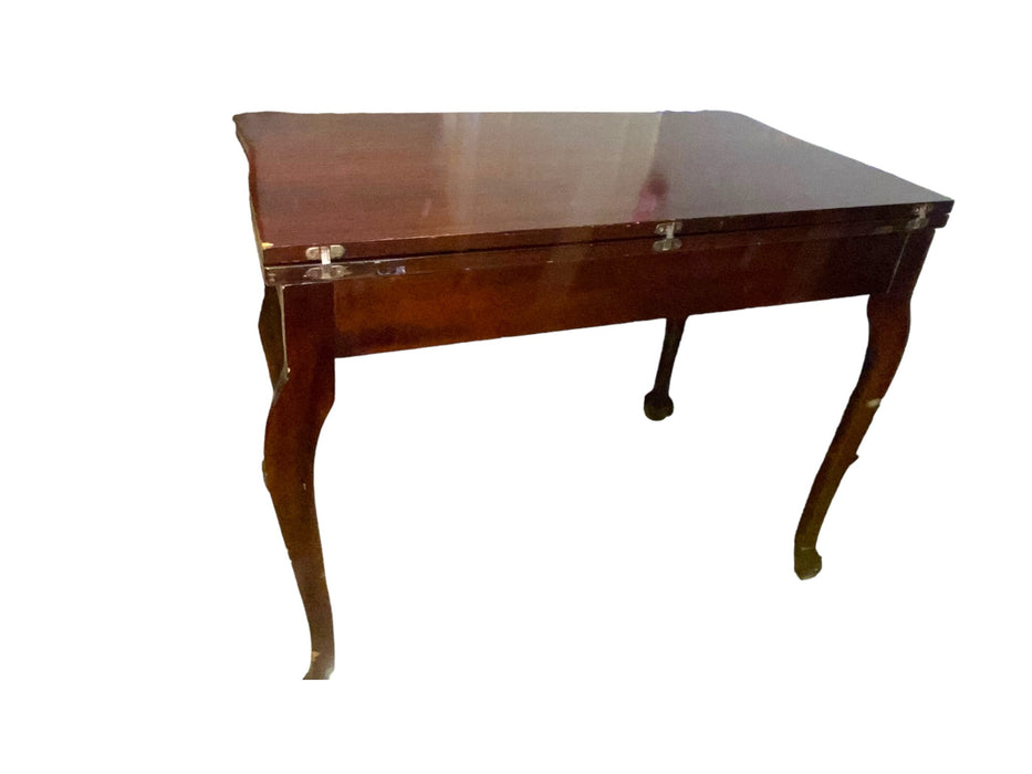 Big Grand Rapids Furn. Vintage Mahogany Wall Fold-Over Tea Table w/ Claw Feet