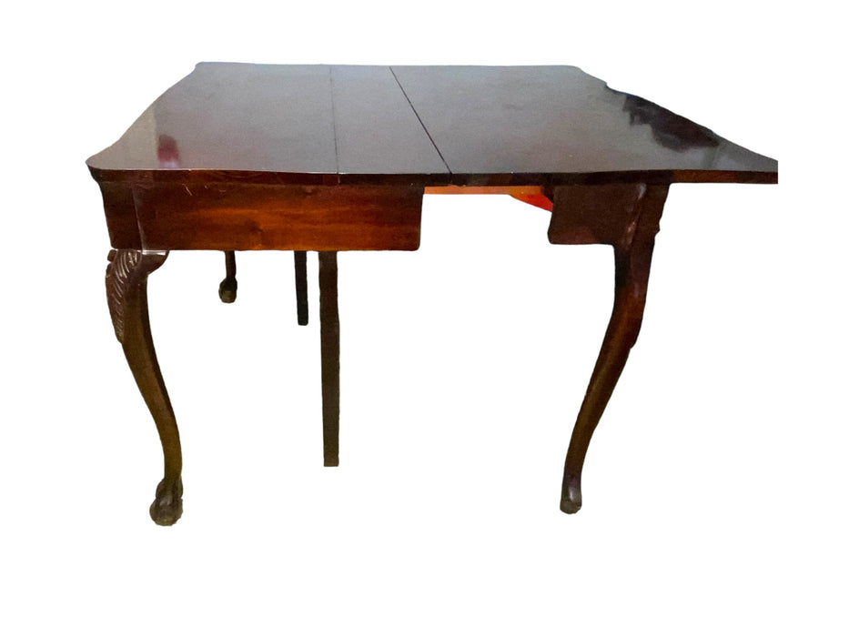 Big Grand Rapids Furn. Vintage Mahogany Wall Fold-Over Tea Table w/ Claw Feet