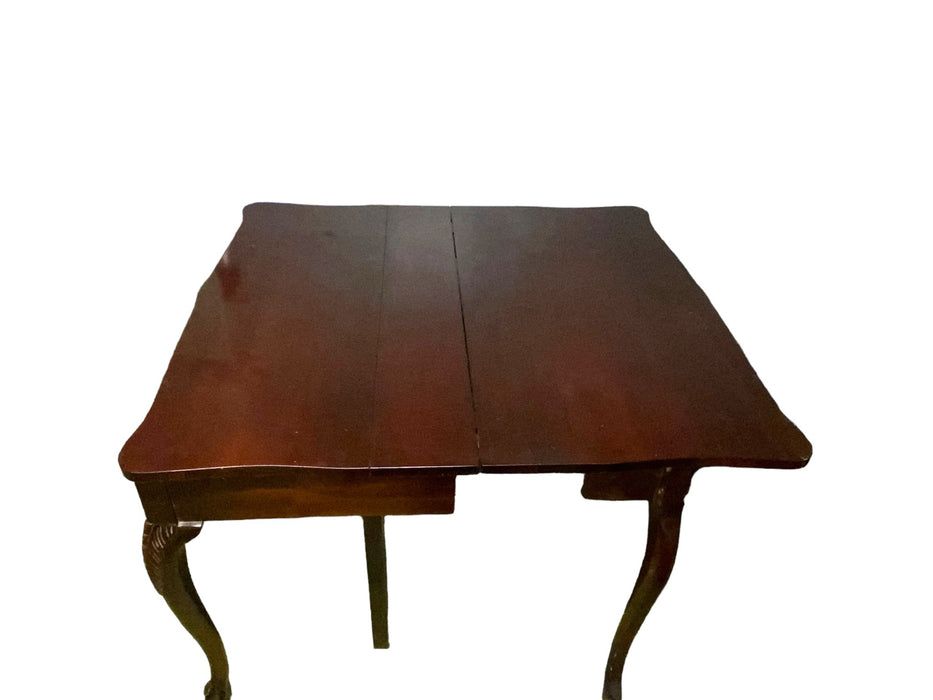 Big Grand Rapids Furn. Vintage Mahogany Wall Fold-Over Tea Table w/ Claw Feet