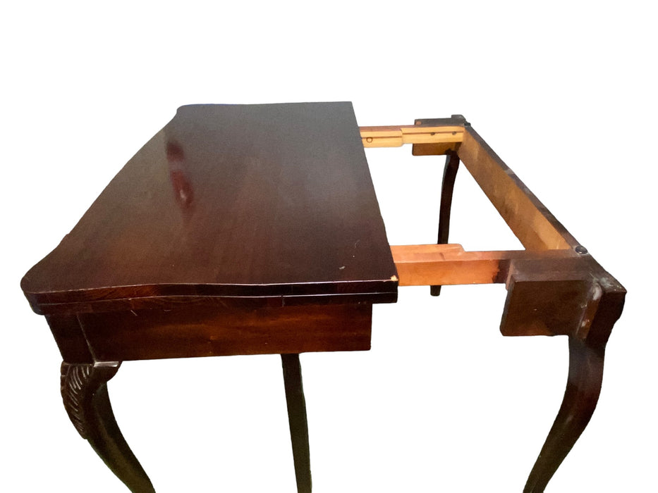 Big Grand Rapids Furn. Vintage Mahogany Wall Fold-Over Tea Table w/ Claw Feet