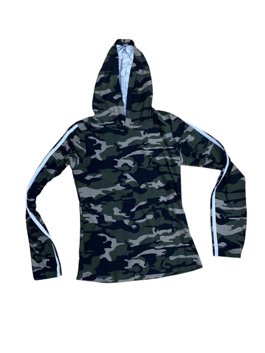 Women's Camouflage Long Sleeve Stretch Crop Top Hoodie (Size: Small)