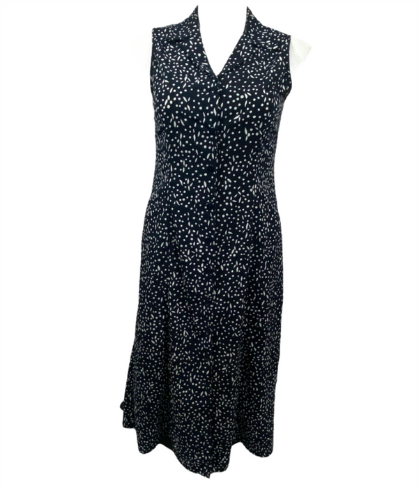 Studio I Women's Blue Polka Dot Sleeveless Button Up Dress (Size: 12)