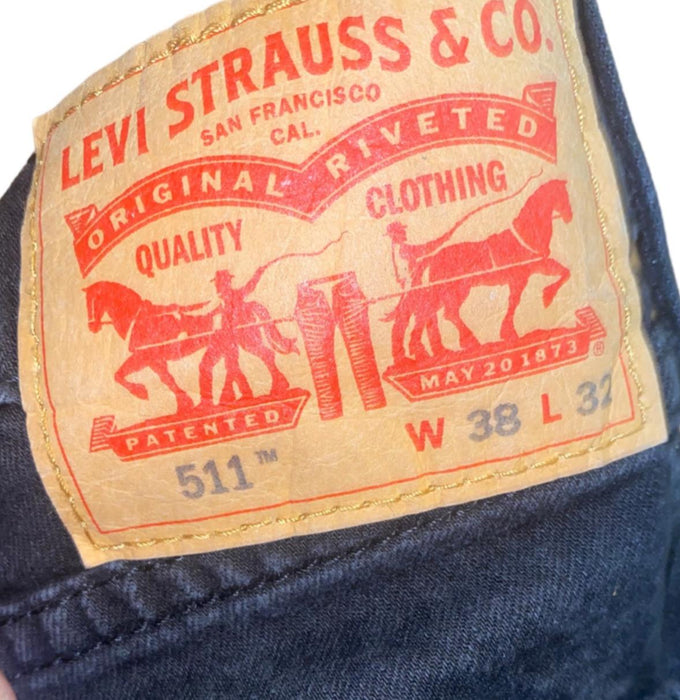 Levi's 511 Men's Slim Flex Fit Dark Wash Jeans Black (Size: 38 x 32)