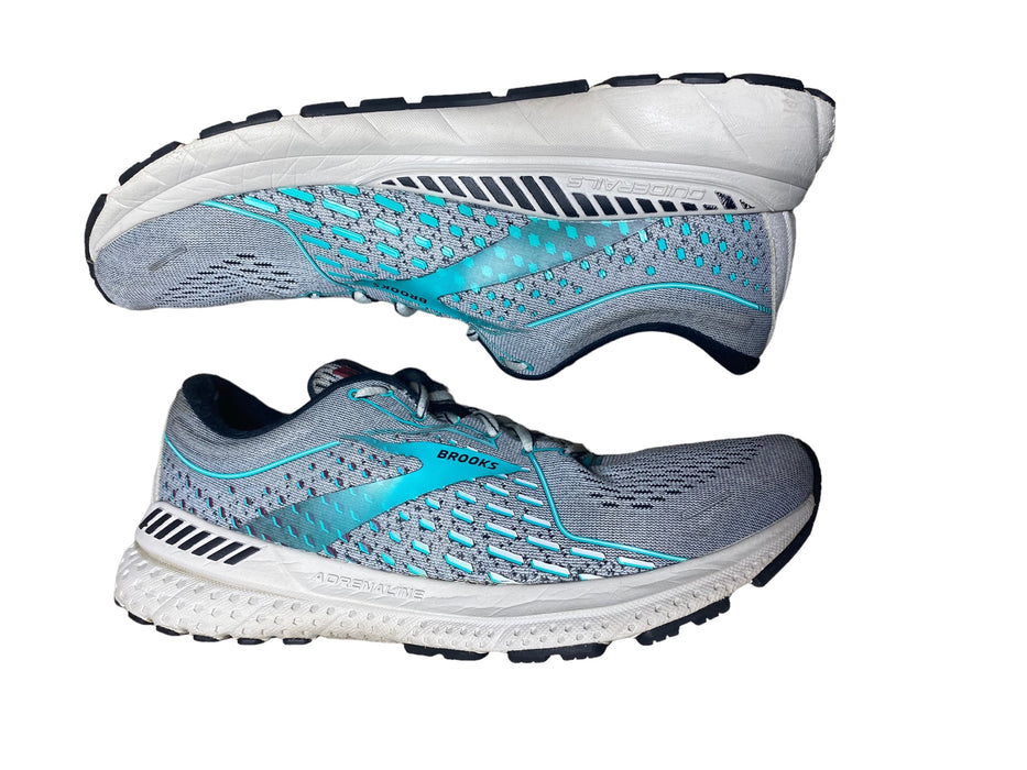 Brooks Adrenaline GTS 21 Grey Blue Running Shoes Women's (Size: 9.5) 1203291B182