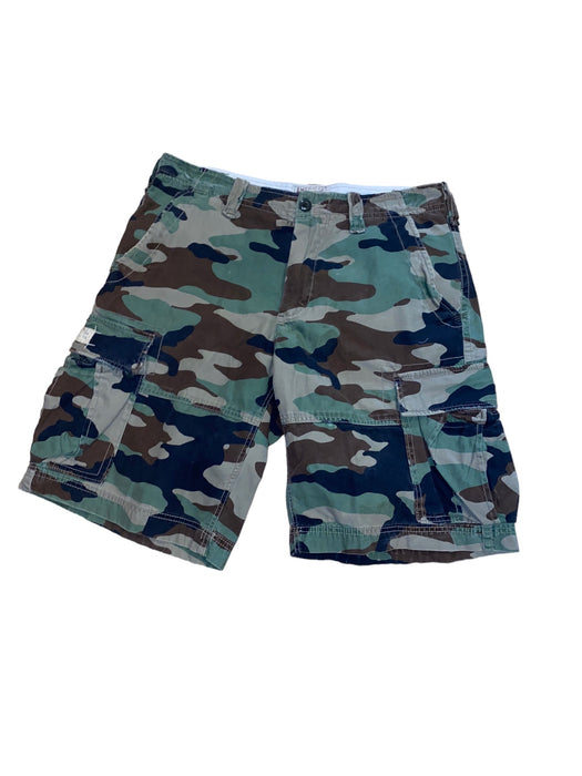 American Living Men's Camouflage Woodland Cargo Shorts Green (Size: 34 x 12)