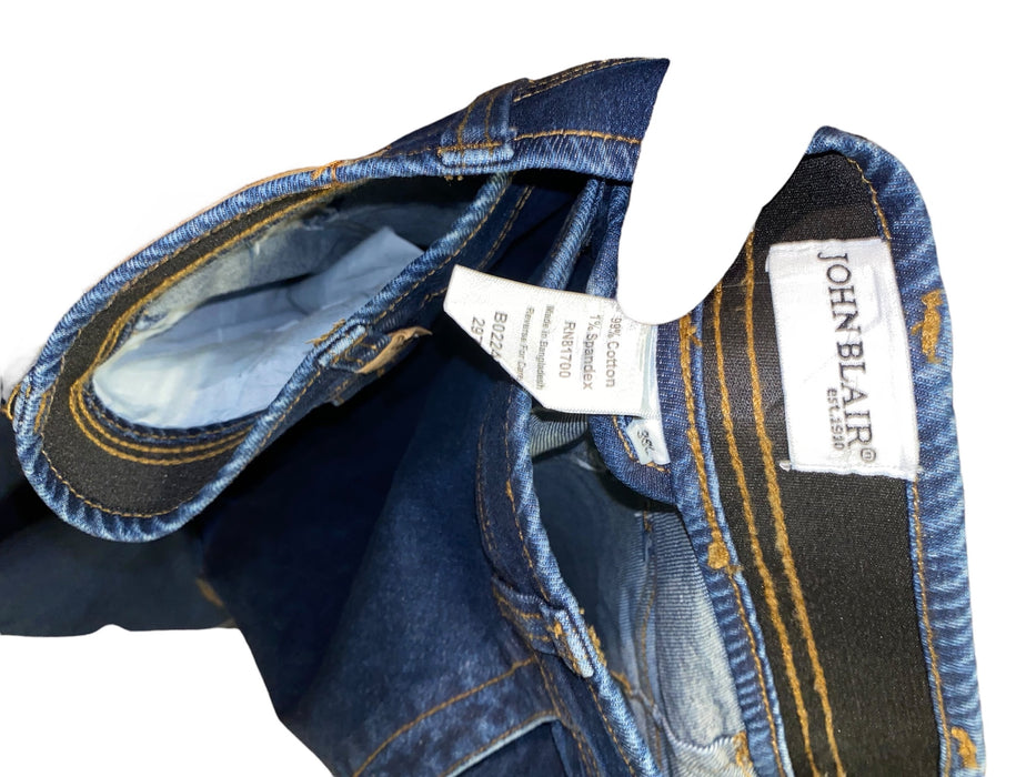 John Blair Men's Comfort Waist Cargo Denim Stretch Jeans Blue (Size: 38 x 34)