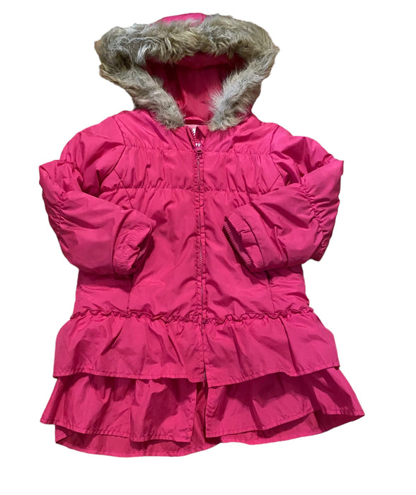 Place Girls Toddler Ruffle Hem Coat with Fur Hood Pink (Size: 4T)