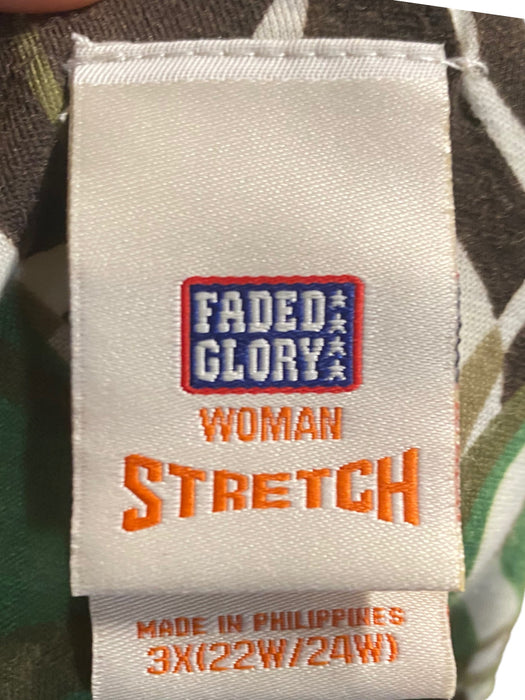 Faded Glory Women's Stretch Tunic Top Green Combo (Size: 3X 22W/24W)