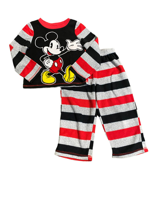 Disney Mickey Mouse Boys 2pc Fleece Striped Lounge Set Red/Black/Gray (Size: 4T)