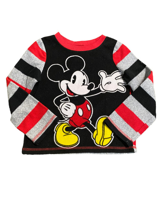 Disney Mickey Mouse Boys 2pc Fleece Striped Lounge Set Red/Black/Gray (Size: 4T)