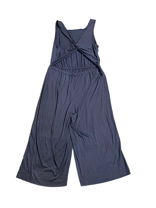 Women's Tie Front Wide Leg Stretch JumpSuit / Romper  Navy (Plus Size: XXL)