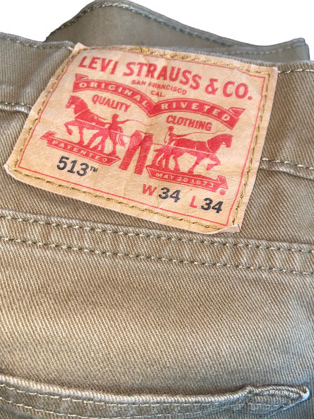 Levi's 513 Slim Straight Flex Fit Jeans Beige (Size: 34 x 34)