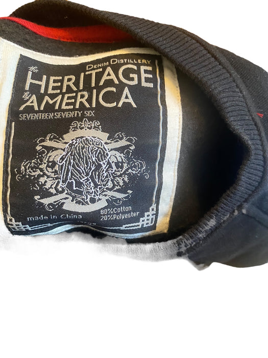 Heritage By America Men's Letterman Pullover Jacket Black/Biege (Size: Large)