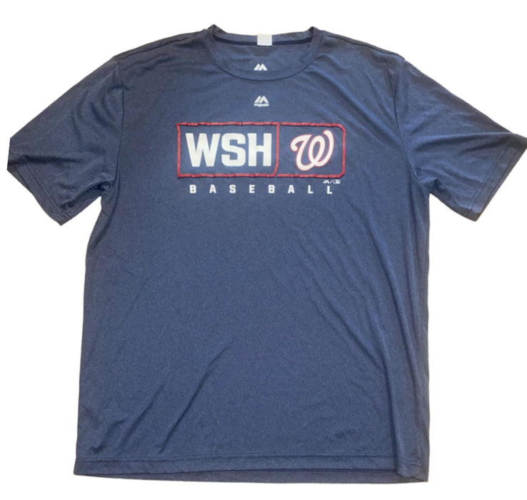 Washington National MLB Majestic Men Performance Graphic T-Shirt Gray (Size: XL)