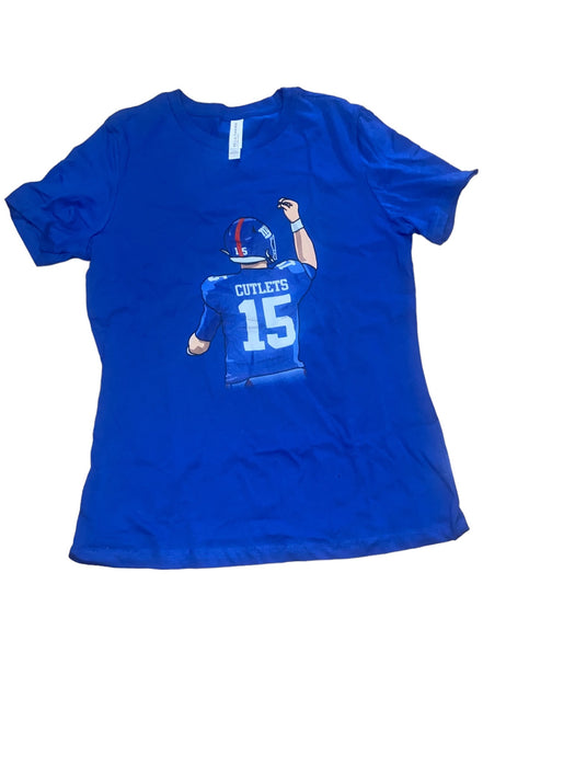 New York Giants NFL Team #15 Cutlets Women's Airlume Jersey Tee Blue (Size: S)