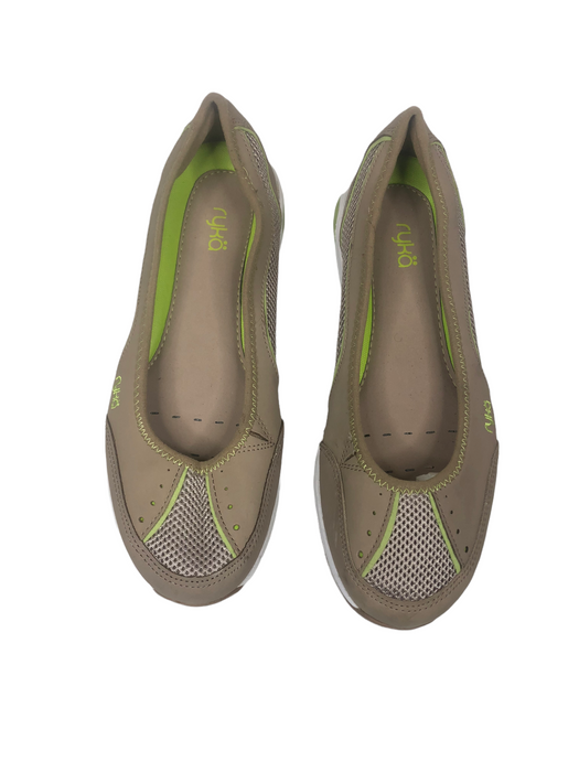 Ryka Sandra Frost Beige Green Ballet Mesh Sneaker Flats Women's (Size: 9) A2238