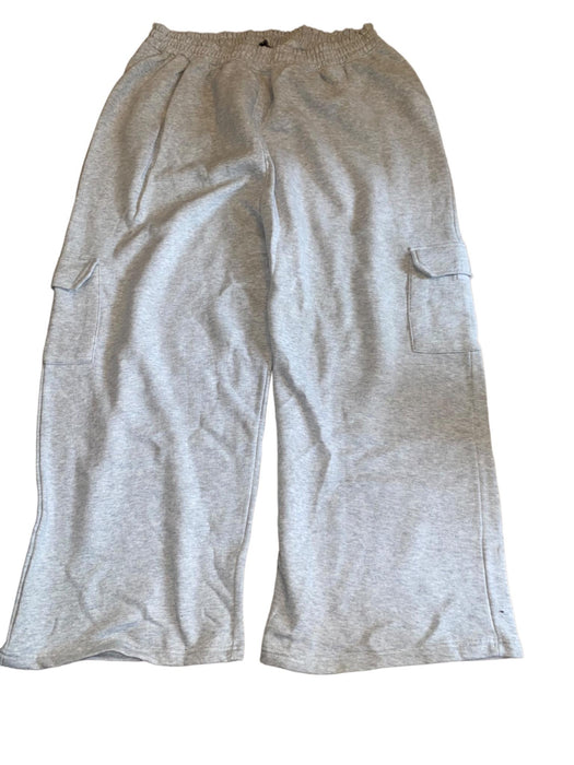 Pretty Little Thing Women's Elastic Waist Wide Leg Sweat Pants Gray (Size: 18)