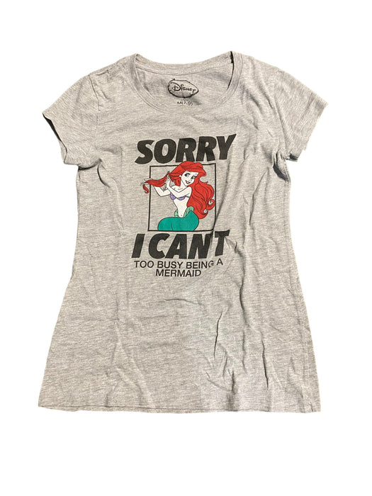 Disney Girls Mermaid Graphic Tee "SORRY I Can't" Top Gray (Size: M-7/9)