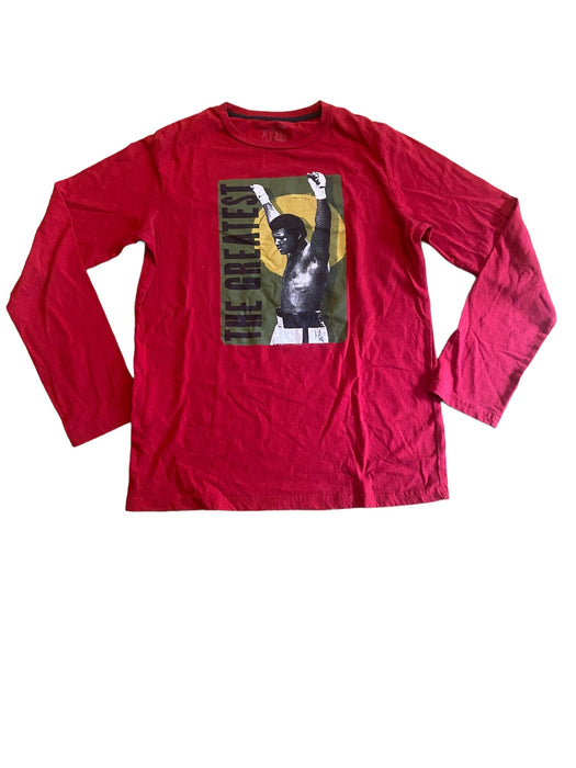 Mohamed Ali Boy's Long Sleeve Screen Graphic Print T-Shirt Red (Size: XL)