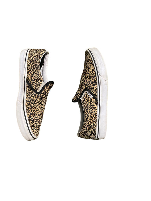 Vans Slip-On Leopard Print Beige Black Skateboarding Shoes Girls (Size 7) 721356