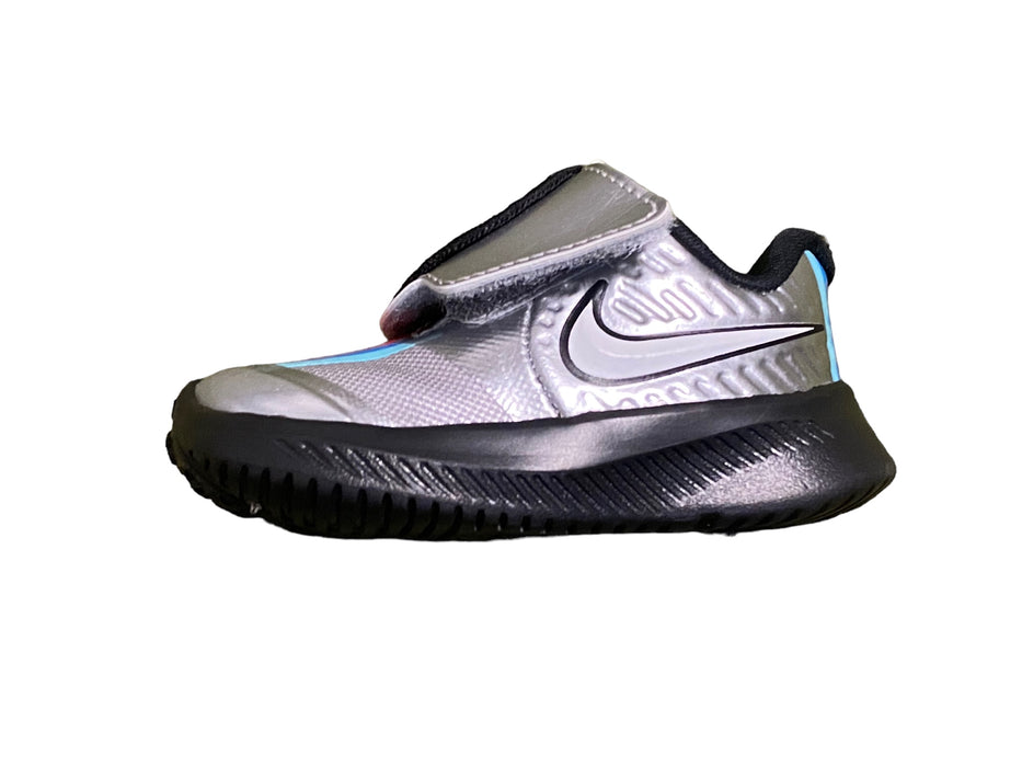 Nike Star Runner 2 AutoVelcro Metallic Silver Shoes Toddlers (Sz: 2c) CQ4223-001