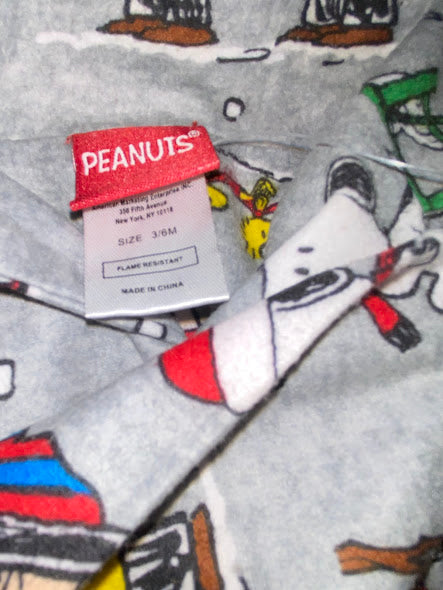 Christmas with Peanut & Snoopy Baby Top Gray (Size: 3/6 Mo)