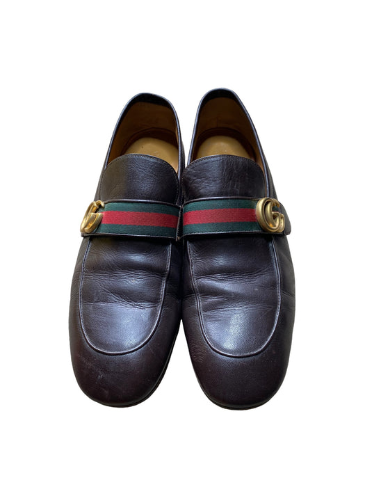 Gucci Donnie Double G Web Brown Leather Loafers Shoes Men's (Size: 11) 42860911