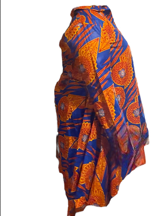 NF Women's Kaftan Dip Hem Top Blue/Orange (Size: Free Size)